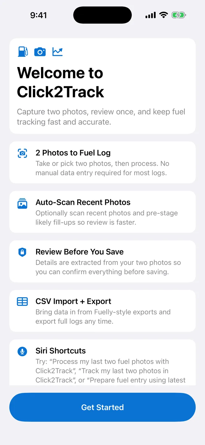 Click2Track: fuel tracking